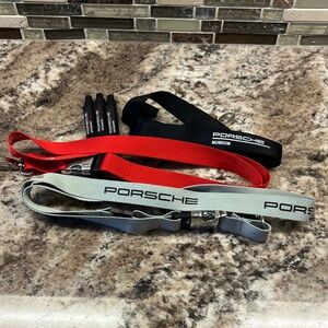 Porsche Design Red, Black, and Gray Lanyards & 3 Motorsport Pens